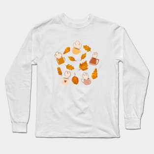 Autumn vibes, mugs and leaves Long Sleeve T-Shirt